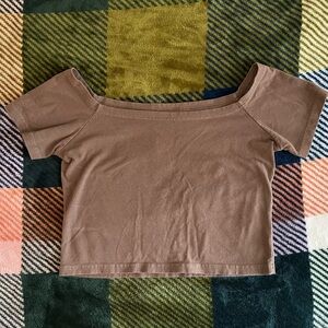 brown cropped off-shoulder top